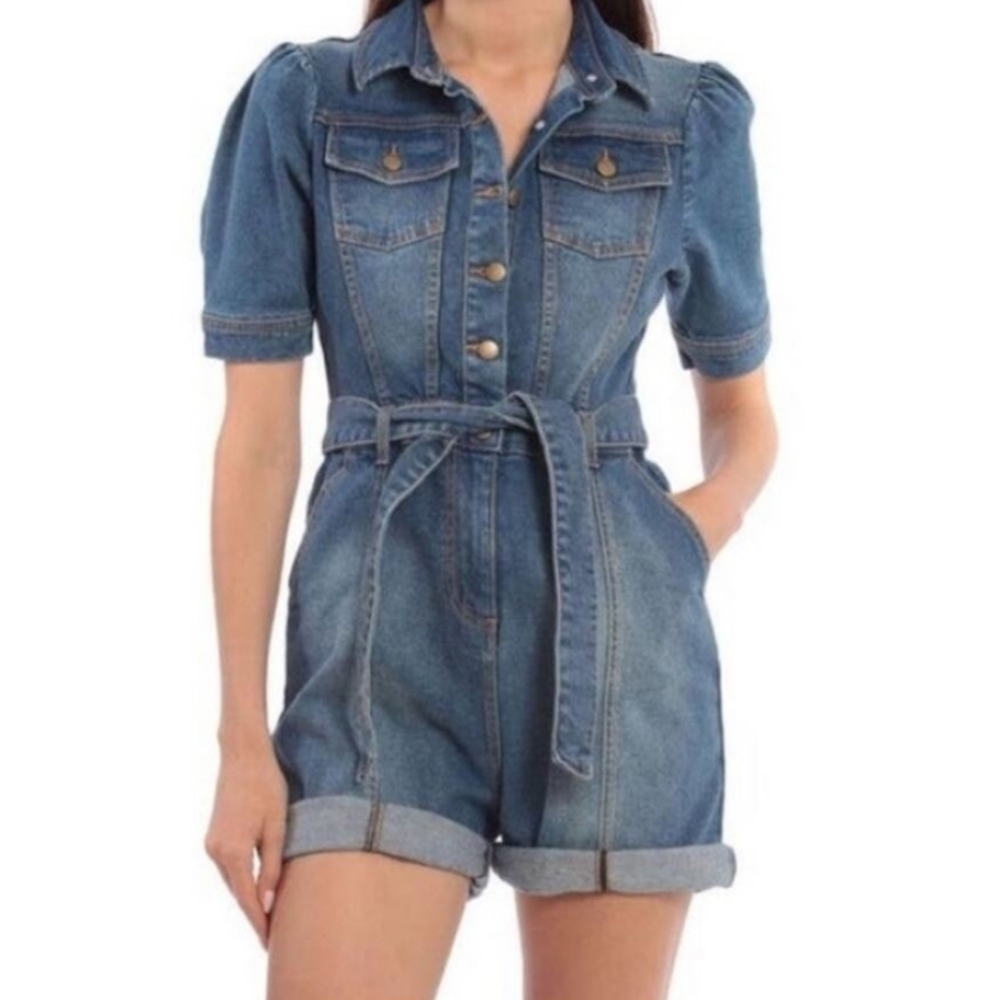 NWT Avec Les Filles Blue Denim Jumpsuit - Picture 5 of 5